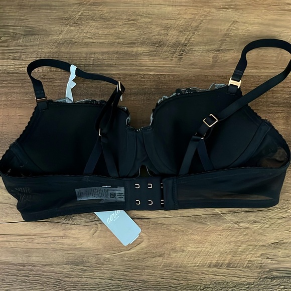 New Aerie Real Power Balconette Black Bra 32B - Picture 2 of 3